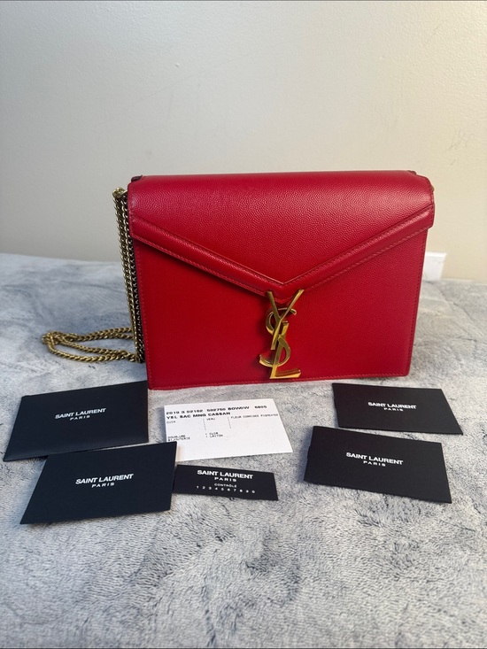 Saint Laurent Handbags - YSL Saint Laurent Cassandre Red Leather Chain Shoulder Bag